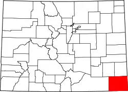 Karte von Baca County innerhalb von Colorado