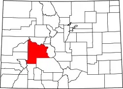 Karte von Gunnison County innerhalb von Colorado
