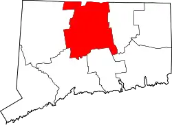 Karte von Hartford County innerhalb von Connecticut