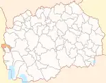 Karte von Nordmazedonien, Position von Opština Debar hervorgehoben