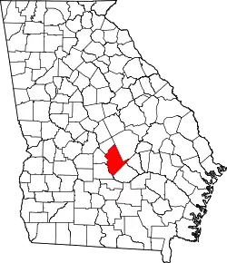 Karte von Dodge County innerhalb von Georgia