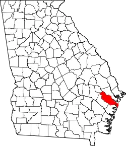 Karte von Liberty County innerhalb von Georgia