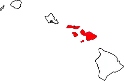 Karte von Maui County innerhalb von Hawaii