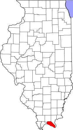 Karte von Massac County innerhalb von Illinois