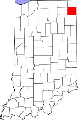 Karte von DeKalb County innerhalb von Indiana