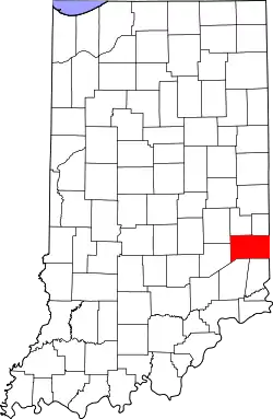 Karte von Franklin County innerhalb von Indiana