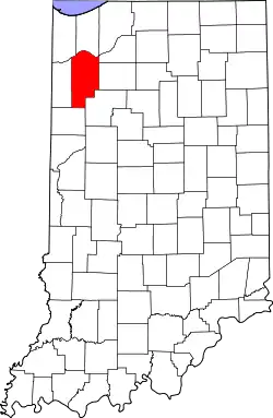 Karte von Jasper County innerhalb von Indiana