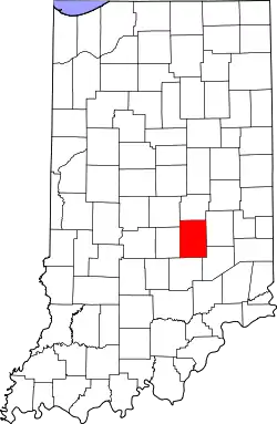 Karte von Shelby County innerhalb von Indiana