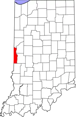 Karte von Vermillion County innerhalb von Indiana