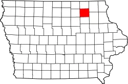 Karte von Chickasaw County innerhalb von Iowa
