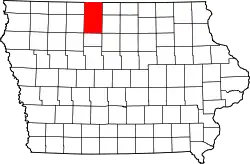 Karte von Kossuth County innerhalb von Iowa