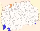 Karte von Nordmazedonien, Position von Opština Jegunovce hervorgehoben