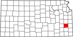 Karte von Allen County innerhalb von Kansas