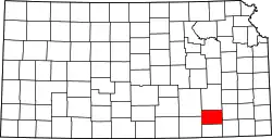 Karte von Elk County innerhalb von Kansas