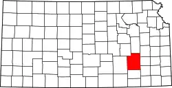 Karte von Greenwood County innerhalb von Kansas