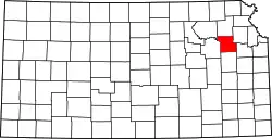Karte von Shawnee County innerhalb von Kansas