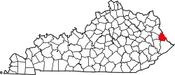 Karte von Martin County innerhalb von Kentucky