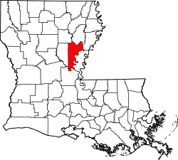 Karte von Catahoula Parish innerhalb von Louisiana