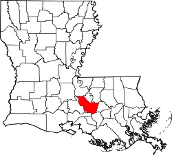 Karte von Iberville Parish innerhalb von Louisiana