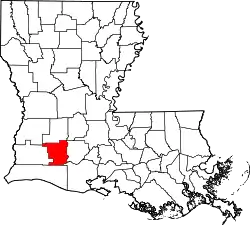 Karte von Jefferson Davis Parish innerhalb von Louisiana