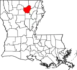 Karte von Ouachita Parish innerhalb von Louisiana