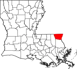 Karte von Washington Parish innerhalb von Louisiana