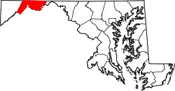 Karte von Allegany County innerhalb von Maryland