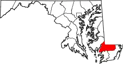 Karte von Wicomico County innerhalb von Maryland