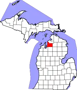 Karte von Antrim County innerhalb von Michigan