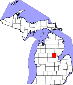 Karte von Gladwin County innerhalb von Michigan