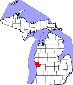 Karte von Muskegon County innerhalb von Michigan
