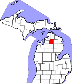 Karte von Otsego County innerhalb von Michigan