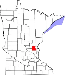 Karte von Isanti County innerhalb von Minnesota