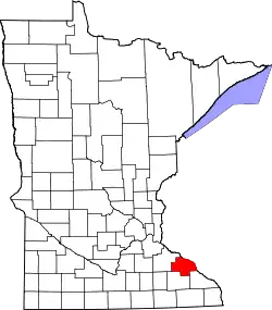 Karte von Wabasha County innerhalb von Minnesota