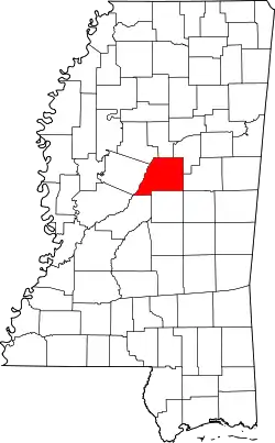 Karte von Attala County innerhalb von Mississippi