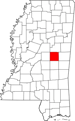 Karte von Neshoba County innerhalb von Mississippi