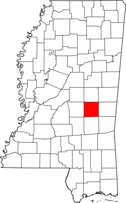 Karte von Newton County innerhalb von Mississippi