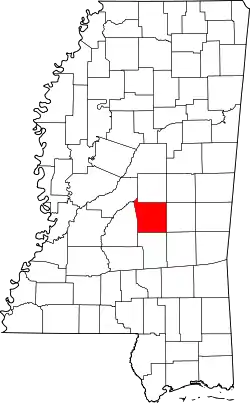 Karte von Scott County innerhalb von Mississippi