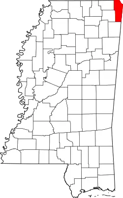 Karte von Tishomingo County innerhalb von Mississippi