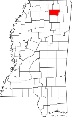 Karte von Union County innerhalb von Mississippi