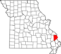 Karte von Cape Girardeau County innerhalb von Missouri