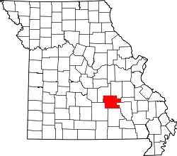 Karte von Dent County innerhalb von Missouri