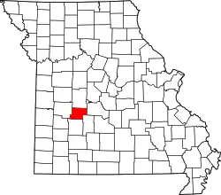 Karte von Hickory County innerhalb von Missouri