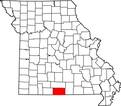 Karte von Ozark County innerhalb von Missouri
