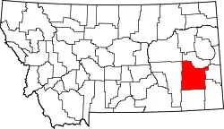 Karte von Custer County innerhalb von Montana