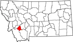 Karte von Silver Bow County innerhalb von Montana