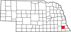 Karte von Johnson County innerhalb von Nebraska