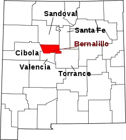 Karte von Bernalillo County innerhalb von New Mexico