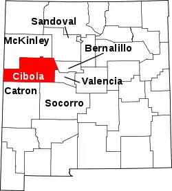 Karte von Cibola County innerhalb von New Mexico