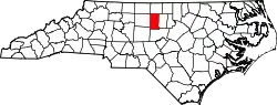 Karte von Alamance County innerhalb von North Carolina